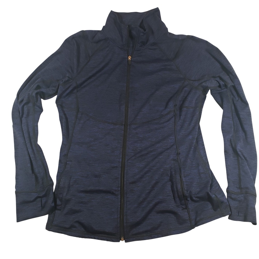 Old Navy Active Womens Full Zip Jacket Athletic Blue‎ Thumb Holes Fitted